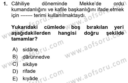 İlk Dönem İslam Tarihi Dersi 2024 - 2025 Yılı (Final) Dönem Sonu Sınav Soruları 1. Soru