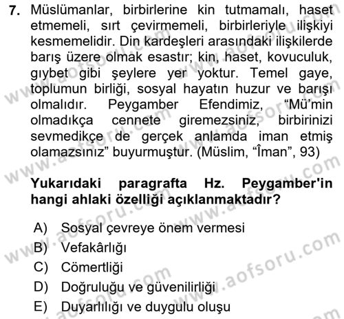 İlk Dönem İslam Tarihi Dersi 2024 - 2025 Yılı (Final) Dönem Sonu Sınav Soruları 7. Soru