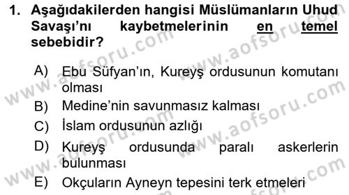 İlk Dönem İslam Tarihi Dersi 2024 - 2025 Yılı Yaz Okulu Sınav Soruları 1. Soru