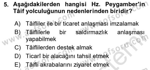 İlk Dönem İslam Tarihi Dersi 2024 - 2025 Yılı Yaz Okulu Sınav Soruları 5. Soru