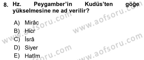 İlk Dönem İslam Tarihi Dersi 2024 - 2025 Yılı Yaz Okulu Sınav Soruları 8. Soru