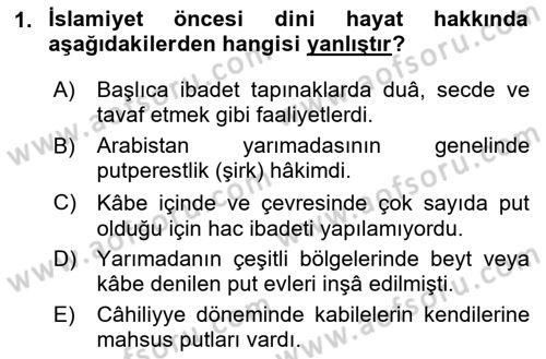 İlk Dönem İslam Tarihi Dersi 2025 - 2026 Yılı (Vize) Ara Sınav Soruları 1. Soru