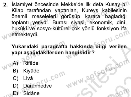 İlk Dönem İslam Tarihi Dersi 2025 - 2026 Yılı (Vize) Ara Sınav Soruları 2. Soru