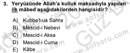 İlk Dönem İslam Tarihi Dersi 2025 - 2026 Yılı (Vize) Ara Sınav Soruları 3. Soru