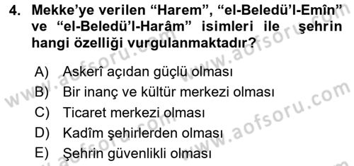 İlk Dönem İslam Tarihi Dersi 2025 - 2026 Yılı (Vize) Ara Sınav Soruları 4. Soru