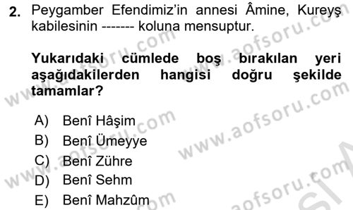 İlk Dönem İslam Tarihi Dersi 2025 - 2026 Yılı (Final) Dönem Sonu Sınav Soruları 2. Soru