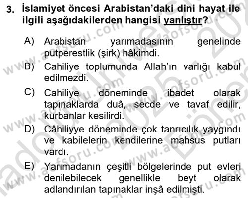 İlk Dönem İslam Tarihi Dersi 2025 - 2026 Yılı (Final) Dönem Sonu Sınav Soruları 3. Soru