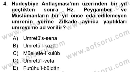 İlk Dönem İslam Tarihi Dersi 2025 - 2026 Yılı (Final) Dönem Sonu Sınav Soruları 4. Soru