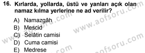 İslam Sanatları Tarihi Dersi 2012 - 2013 Yılı (Vize) Ara Sınav Soruları 16. Soru