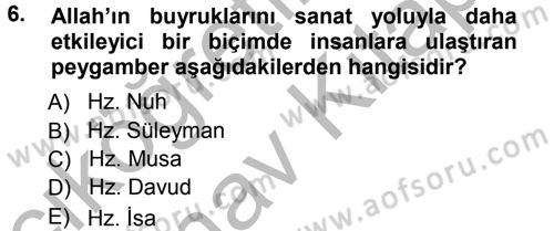 İslam Sanatları Tarihi Dersi 2012 - 2013 Yılı (Vize) Ara Sınavı 6. Soru