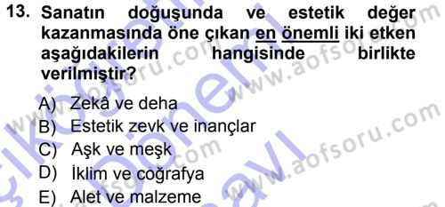 İslam Sanatları Tarihi Dersi 2012 - 2013 Yılı (Final) Dönem Sonu Sınav Soruları 13. Soru