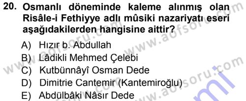 İslam Sanatları Tarihi Dersi 2012 - 2013 Yılı (Final) Dönem Sonu Sınav Soruları 20. Soru