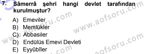 İslam Sanatları Tarihi Dersi 2012 - 2013 Yılı (Final) Dönem Sonu Sınav Soruları 7. Soru