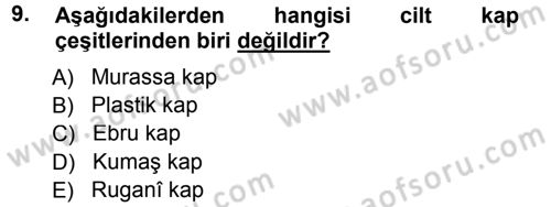 İslam Sanatları Tarihi Dersi 2013 - 2014 Yılı Tek Ders Sınav Soruları 9. Soru