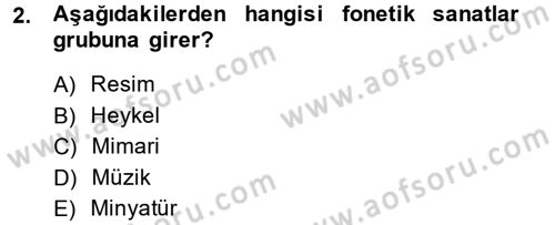 İslam Sanatları Tarihi Dersi 2014 - 2015 Yılı (Vize) Ara Sınav Soruları 2. Soru