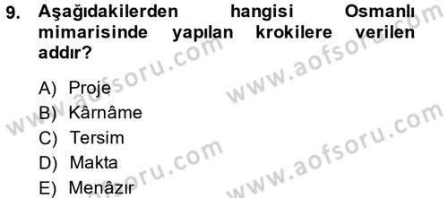İslam Sanatları Tarihi Dersi 2014 - 2015 Yılı (Vize) Ara Sınav Soruları 9. Soru