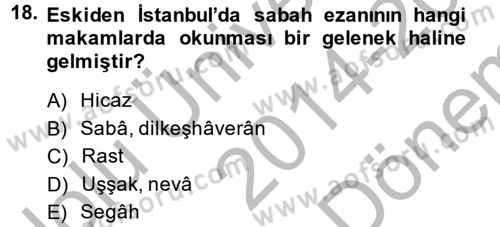 İslam Sanatları Tarihi Dersi 2014 - 2015 Yılı (Final) Dönem Sonu Sınav Soruları 18. Soru