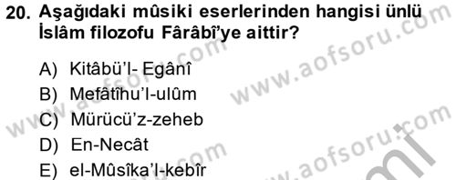 İslam Sanatları Tarihi Dersi 2014 - 2015 Yılı (Final) Dönem Sonu Sınav Soruları 20. Soru