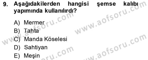 İslam Sanatları Tarihi Dersi 2014 - 2015 Yılı (Final) Dönem Sonu Sınav Soruları 9. Soru