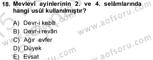 İslam Sanatları Tarihi Dersi 2014 - 2015 Yılı Tek Ders Sınavı 18. Soru