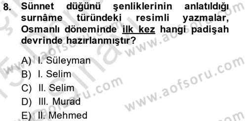 İslam Sanatları Tarihi Dersi 2014 - 2015 Yılı Tek Ders Sınavı 8. Soru