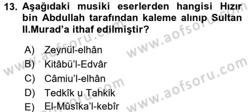 İslam Sanatları Tarihi Dersi 2015 - 2016 Yılı (Final) Dönem Sonu Sınav Soruları 13. Soru