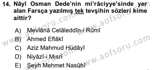 İslam Sanatları Tarihi Dersi 2015 - 2016 Yılı (Final) Dönem Sonu Sınav Soruları 14. Soru