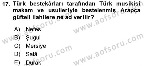 İslam Sanatları Tarihi Dersi 2015 - 2016 Yılı (Final) Dönem Sonu Sınav Soruları 17. Soru