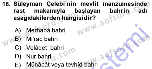 İslam Sanatları Tarihi Dersi 2015 - 2016 Yılı (Final) Dönem Sonu Sınav Soruları 18. Soru