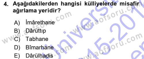İslam Sanatları Tarihi Dersi 2015 - 2016 Yılı (Final) Dönem Sonu Sınav Soruları 4. Soru