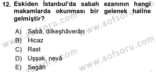 İslam Sanatları Tarihi Dersi 2015 - 2016 Yılı Tek Ders Sınav Soruları 12. Soru