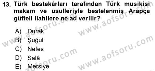 İslam Sanatları Tarihi Dersi 2016 - 2017 Yılı 3 Ders Sınav Soruları 13. Soru