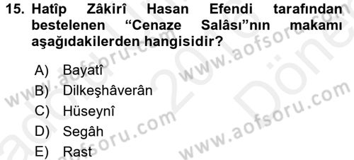 İslam Sanatları Tarihi Dersi 2016 - 2017 Yılı (Final) Dönem Sonu Sınavı 15. Soru