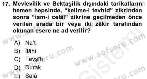 İslam Sanatları Tarihi Dersi 2017 - 2018 Yılı 3 Ders Sınav Soruları 17. Soru