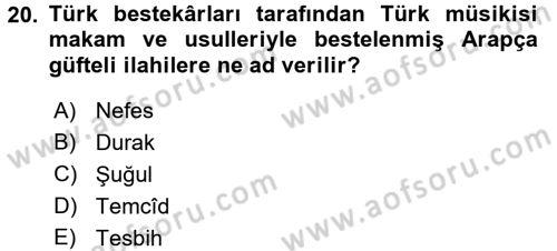 İslam Sanatları Tarihi Dersi 2017 - 2018 Yılı 3 Ders Sınav Soruları 20. Soru