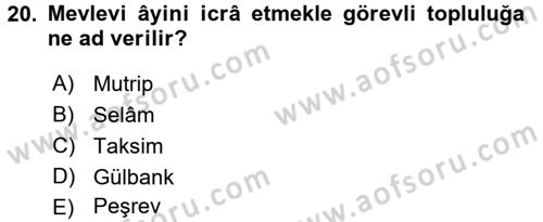 İslam Sanatları Tarihi Dersi 2017 - 2018 Yılı (Final) Dönem Sonu Sınavı 20. Soru