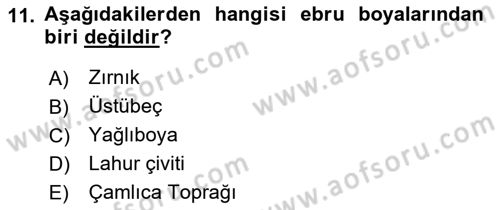 İslam Sanatları Tarihi Dersi 2018 - 2019 Yılı 3 Ders Sınav Soruları 11. Soru
