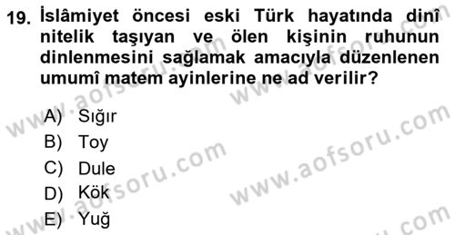 İslam Sanatları Tarihi Dersi 2018 - 2019 Yılı 3 Ders Sınav Soruları 19. Soru