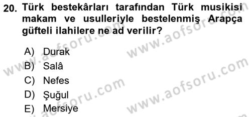 İslam Sanatları Tarihi Dersi 2018 - 2019 Yılı 3 Ders Sınav Soruları 20. Soru