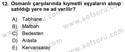 İslam Sanatları Tarihi Dersi Ara Sınavı Deneme Sınav Soruları 12. Soru