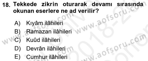 İslam Sanatları Tarihi Dersi 2018 - 2019 Yılı (Final) Dönem Sonu Sınavı 18. Soru