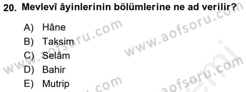 İslam Sanatları Tarihi Dersi 2018 - 2019 Yılı (Final) Dönem Sonu Sınav Soruları 20. Soru