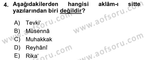 İslam Sanatları Tarihi Dersi 2018 - 2019 Yılı (Final) Dönem Sonu Sınav Soruları 4. Soru