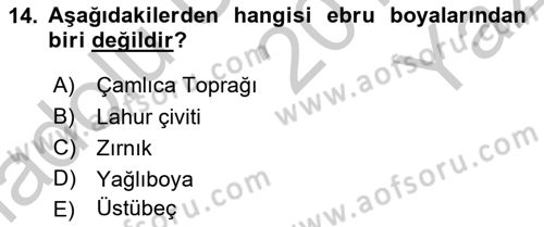 İslam Sanatları Tarihi Dersi 2018 - 2019 Yılı Yaz Okulu Sınav Soruları 14. Soru