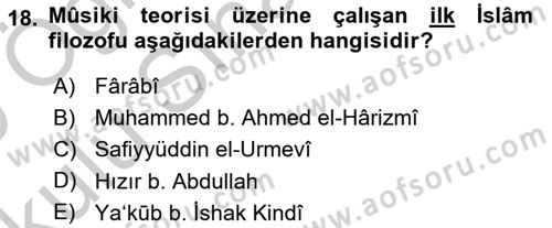 İslam Sanatları Tarihi Dersi 2018 - 2019 Yılı Yaz Okulu Sınav Soruları 18. Soru