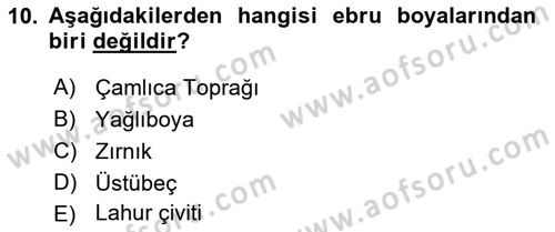 İslam Sanatları Tarihi Dersi 2019 - 2020 Yılı (Final) Dönem Sonu Sınav Soruları 10. Soru