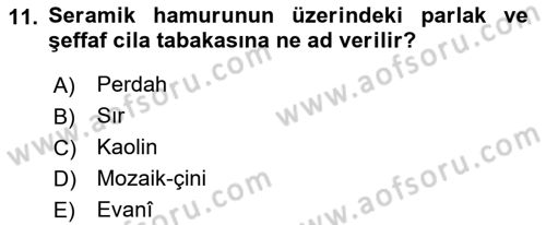İslam Sanatları Tarihi Dersi 2019 - 2020 Yılı (Final) Dönem Sonu Sınav Soruları 11. Soru