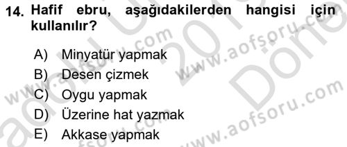 İslam Sanatları Tarihi Dersi 2019 - 2020 Yılı (Final) Dönem Sonu Sınav Soruları 14. Soru
