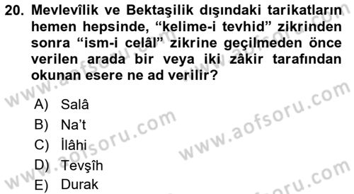 İslam Sanatları Tarihi Dersi 2019 - 2020 Yılı (Final) Dönem Sonu Sınav Soruları 20. Soru