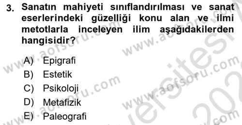 İslam Sanatları Tarihi Dersi 2021 - 2022 Yılı (Vize) Ara Sınavı 3. Soru